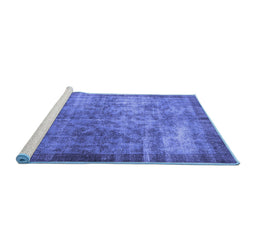 Sideview of Machine Washable Persian Blue Bohemian Rug, wshcon744blu