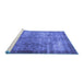 Sideview of Machine Washable Persian Blue Bohemian Rug, wshcon744blu