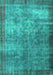 Machine Washable Persian Turquoise Bohemian Area Rugs, wshcon744turq