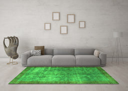 Machine Washable Persian Green Bohemian Area Rugs in a Living Room,, wshcon744grn