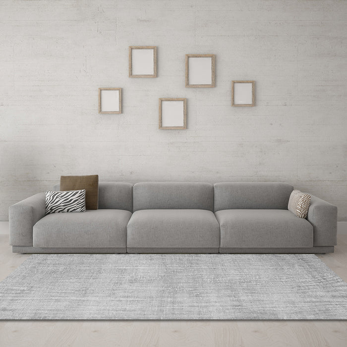 Machine Washable Abstract Gray Contemporary Rug in a Living Room,, wshcon745gry