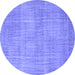 Round Abstract Blue Contemporary Rug, con745blu