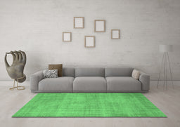 Machine Washable Abstract Emerald Green Contemporary Area Rugs in a Living Room,, wshcon745emgrn