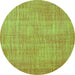 Square Abstract Green Contemporary Rug, con745grn