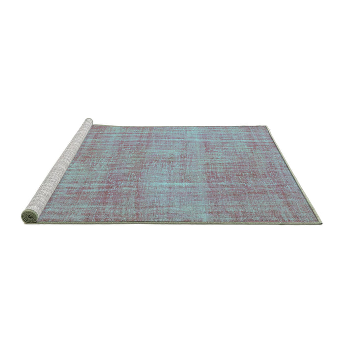 Sideview of Machine Washable Abstract Turquoise Contemporary Area Rugs, wshcon745turq