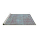 Sideview of Machine Washable Abstract Turquoise Contemporary Area Rugs, wshcon745turq