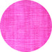 Round Machine Washable Abstract Pink Contemporary Rug, wshcon745pnk