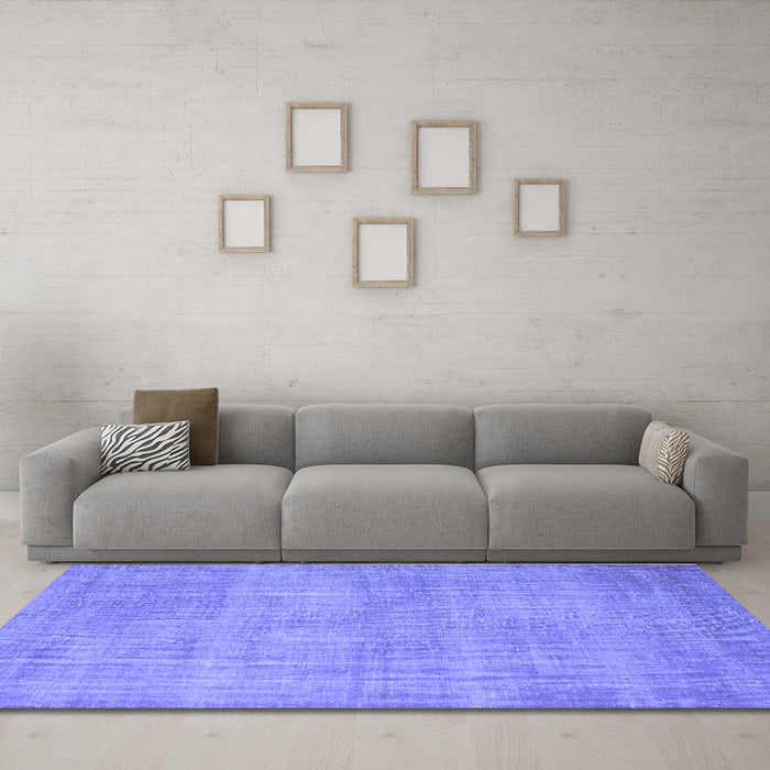 Machine Washable Abstract Blue Contemporary Rug in a Living Room, wshcon745blu