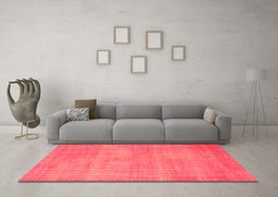 Machine Washable Abstract Orange Contemporary Area Rugs in a Living Room, wshcon745org