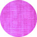 Round Machine Washable Abstract Purple Contemporary Area Rugs, wshcon745pur