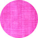 Round Abstract Pink Contemporary Rug, con745pnk