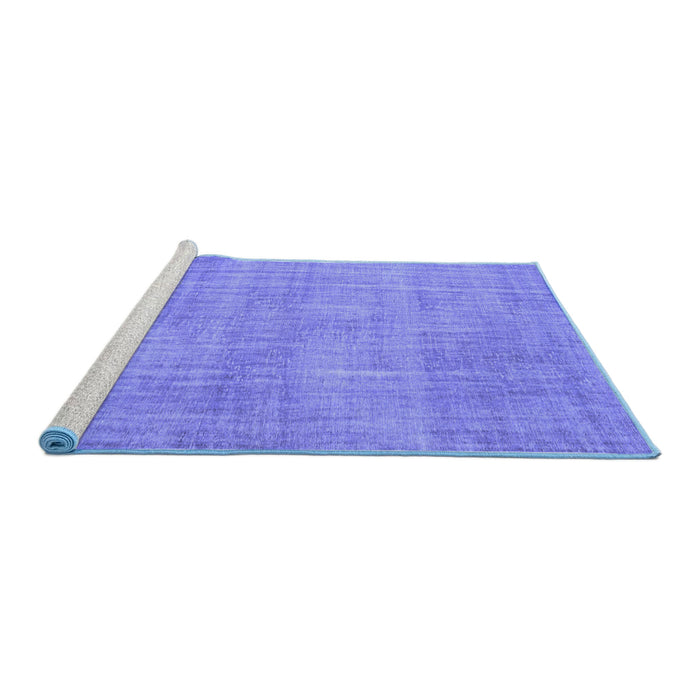Sideview of Machine Washable Abstract Blue Contemporary Rug, wshcon745blu