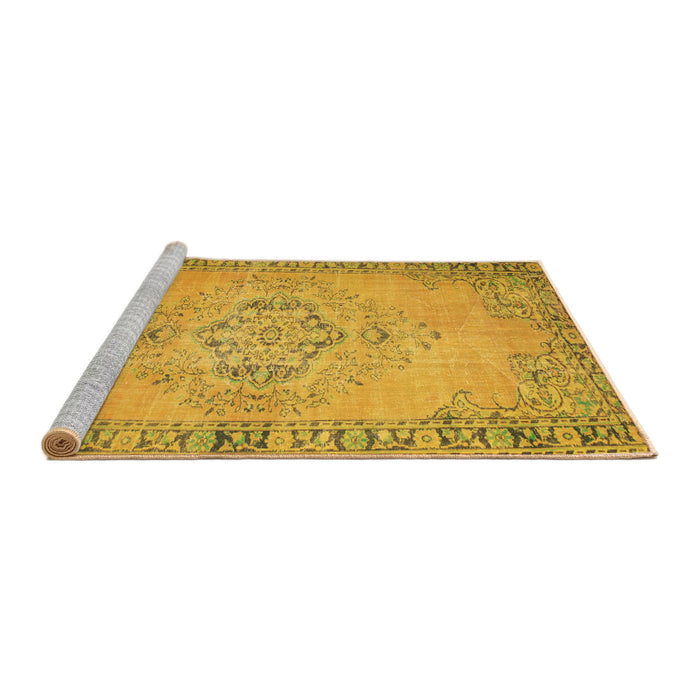 Serging Thickness of Machine Washable Contemporary Deep Yellow Rug, wshcon746