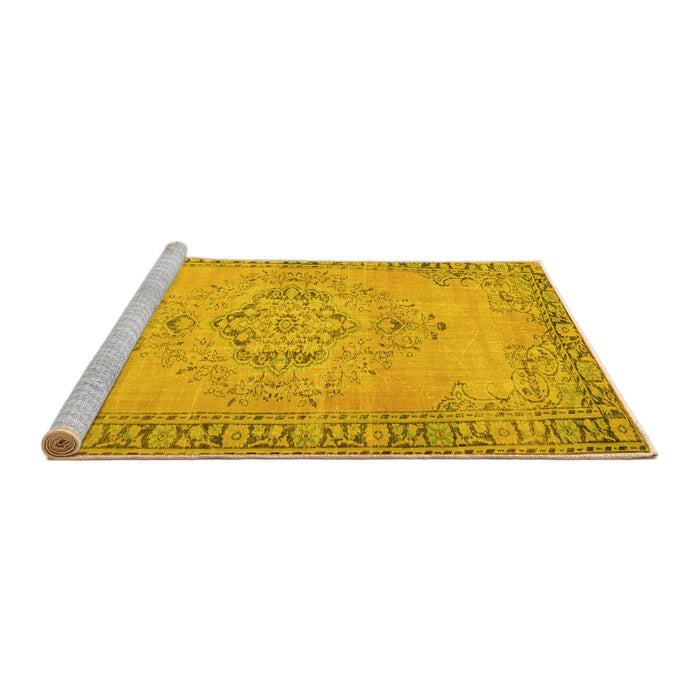 Sideview of Machine Washable Abstract Yellow Contemporary Rug, wshcon746yw
