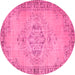 Round Abstract Pink Contemporary Rug, con746pnk