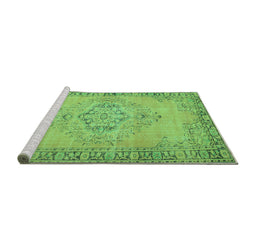 Sideview of Machine Washable Abstract Turquoise Contemporary Area Rugs, wshcon746turq