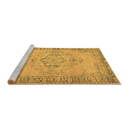 Sideview of Machine Washable Abstract Brown Contemporary Rug, wshcon746brn