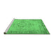 Sideview of Machine Washable Abstract Emerald Green Contemporary Area Rugs, wshcon746emgrn