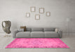 Machine Washable Abstract Pink Contemporary Rug in a Living Room, wshcon746pnk