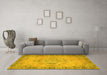 Machine Washable Abstract Yellow Contemporary Rug in a Living Room, wshcon746yw