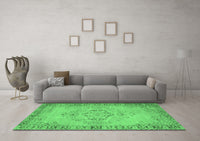 Machine Washable Abstract Emerald Green Contemporary Rug, wshcon746emgrn