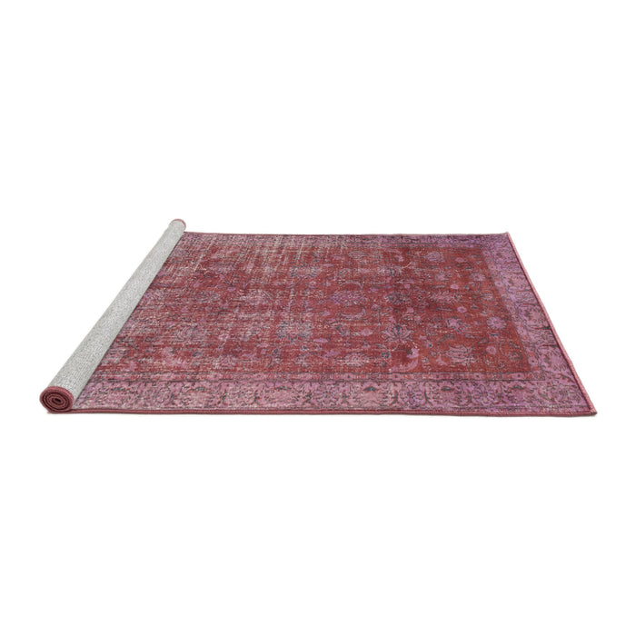 Serging Thickness of Machine Washable Contemporary Pale Violet Red Pink Rug, wshcon747