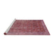 Serging Thickness of Machine Washable Contemporary Pale Violet Red Pink Rug, wshcon747