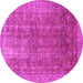 Round Machine Washable Persian Pink Bohemian Rug, wshcon747pnk
