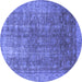 Round Persian Blue Bohemian Rug, con747blu