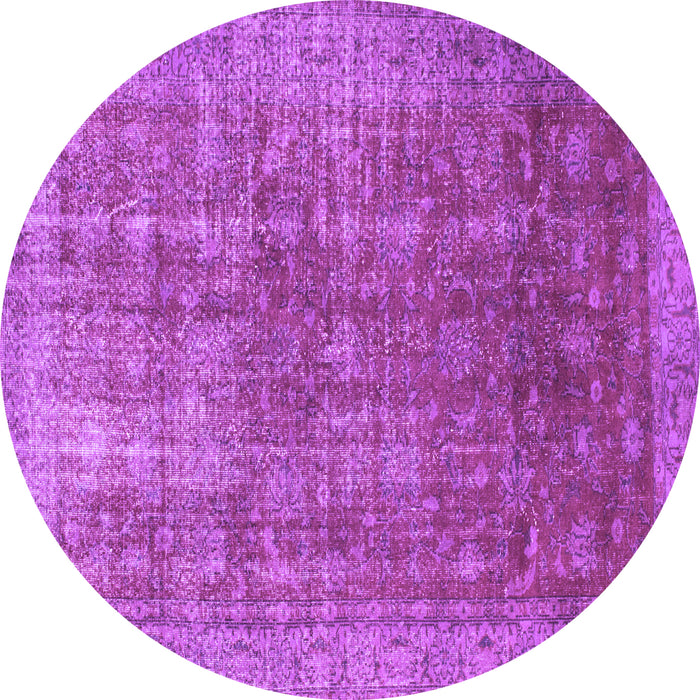 Round Machine Washable Persian Purple Bohemian Area Rugs, wshcon747pur