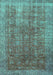 Machine Washable Persian Turquoise Bohemian Area Rugs, wshcon747turq