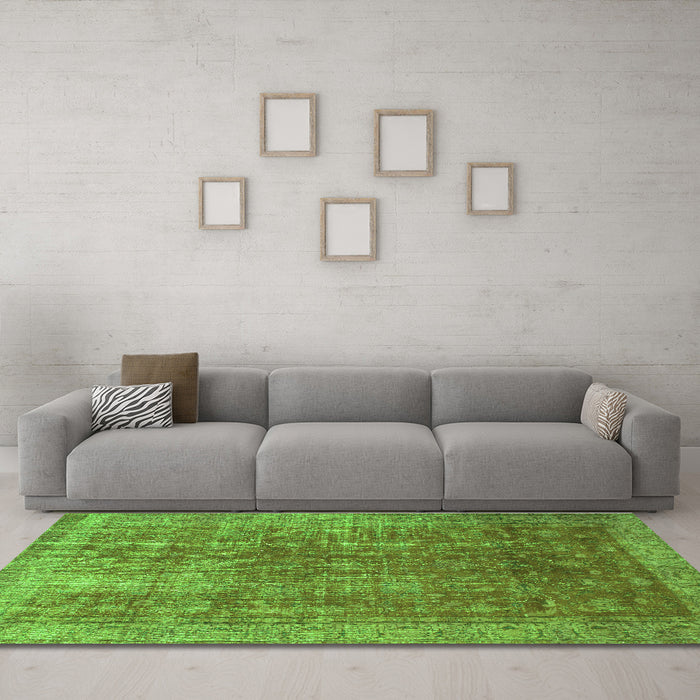 Machine Washable Persian Green Bohemian Area Rugs in a Living Room,, wshcon747grn