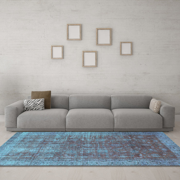Machine Washable Persian Light Blue Bohemian Rug in a Living Room, wshcon747lblu