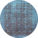 Round Machine Washable Persian Light Blue Bohemian Rug, wshcon747lblu