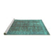 Sideview of Machine Washable Persian Turquoise Bohemian Area Rugs, wshcon747turq