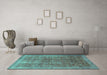 Machine Washable Persian Turquoise Bohemian Area Rugs in a Living Room,, wshcon747turq