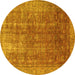 Round Persian Yellow Bohemian Rug, con747yw