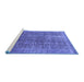 Sideview of Machine Washable Persian Blue Bohemian Rug, wshcon747blu