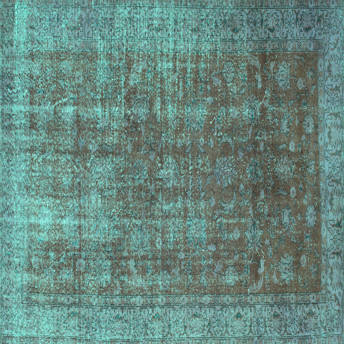 Square Machine Washable Persian Turquoise Bohemian Area Rugs, wshcon747turq