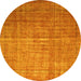 Round Abstract Yellow Contemporary Rug, con748yw