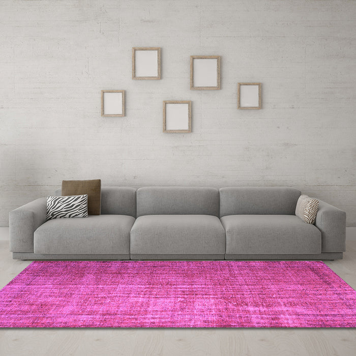 Machine Washable Abstract Purple Contemporary Area Rugs in a Living Room, wshcon748pur