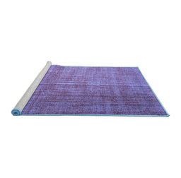 Sideview of Machine Washable Abstract Blue Contemporary Rug, wshcon748blu