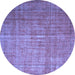 Round Abstract Blue Contemporary Rug, con748blu