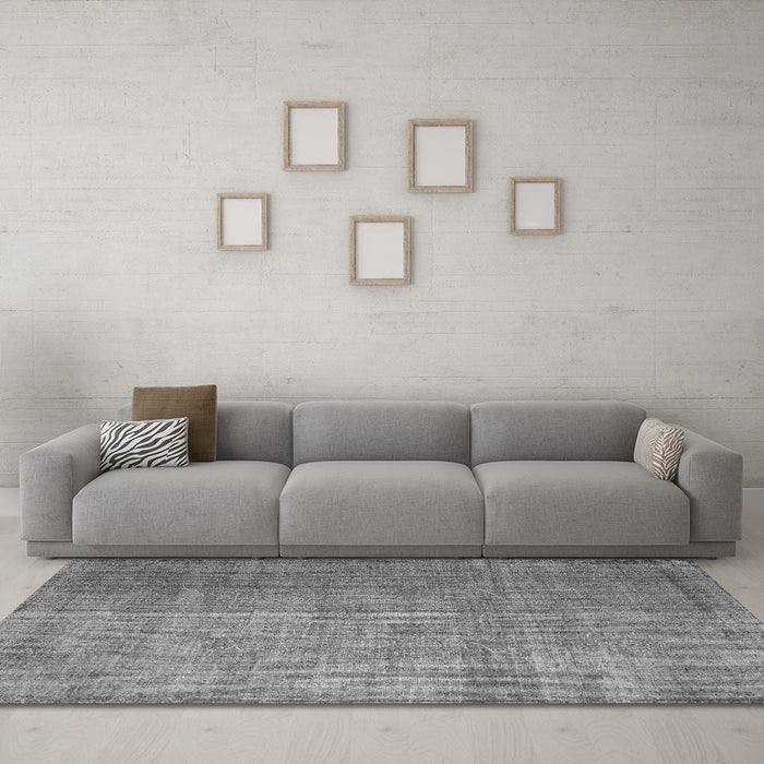 Machine Washable Abstract Gray Contemporary Rug in a Living Room,, wshcon748gry
