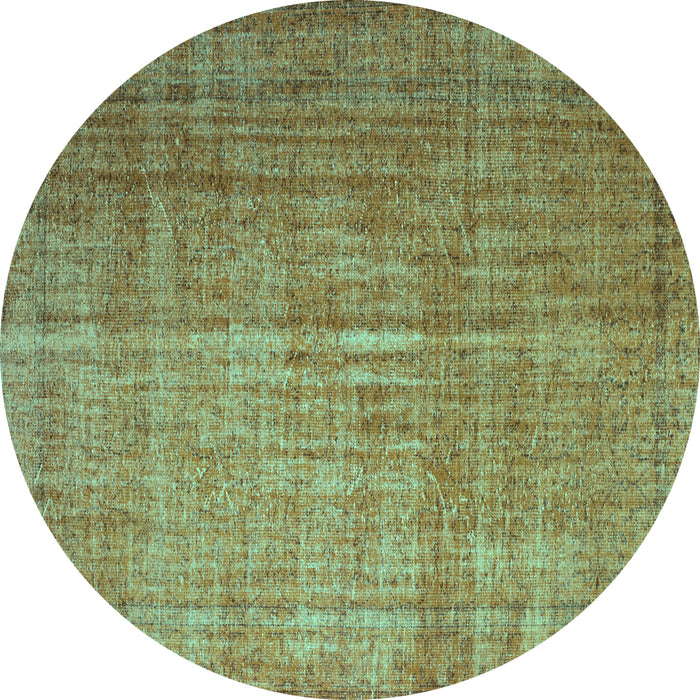 Round Abstract Turquoise Contemporary Rug, con748turq