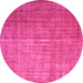 Round Abstract Pink Contemporary Rug, con748pnk