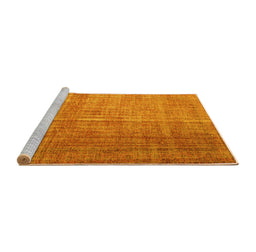 Sideview of Machine Washable Abstract Yellow Contemporary Rug, wshcon748yw