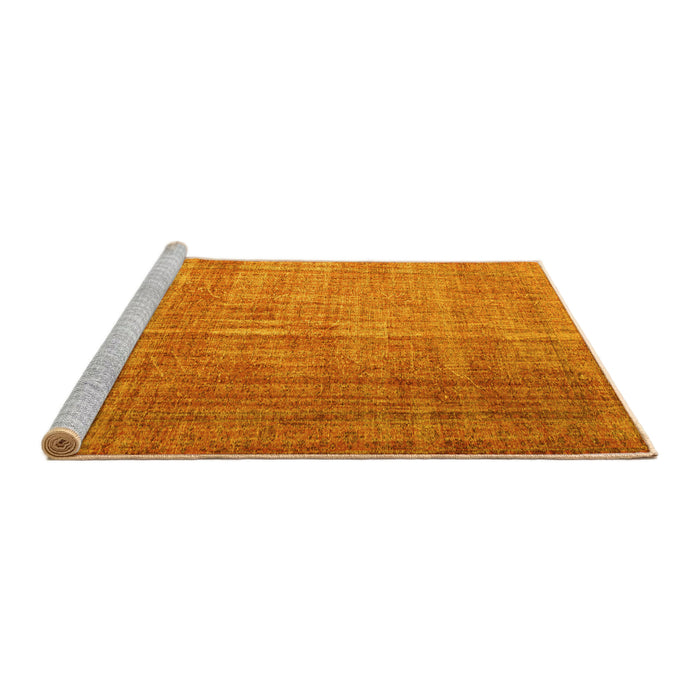 Sideview of Machine Washable Abstract Yellow Contemporary Rug, wshcon748yw