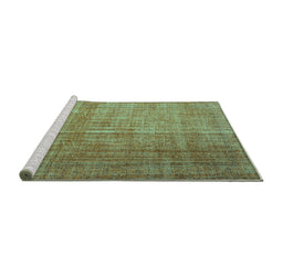 Sideview of Machine Washable Abstract Turquoise Contemporary Area Rugs, wshcon748turq