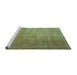 Sideview of Machine Washable Abstract Turquoise Contemporary Area Rugs, wshcon748turq